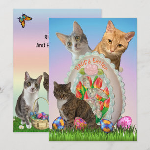 Tito, Taz, Annie Cat Easter Greetings Flat Card