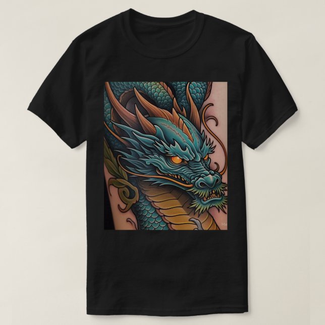 Titre : Bold Dragon Graphic Homme's Black T-Shirt  (Design devant)