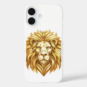 Titre : Étui iPhone à tête de lion doré