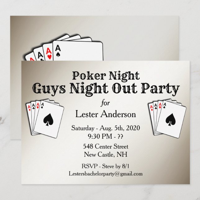 Titre personnalisé Poker Night Party Invitation (Devant / Derrière)