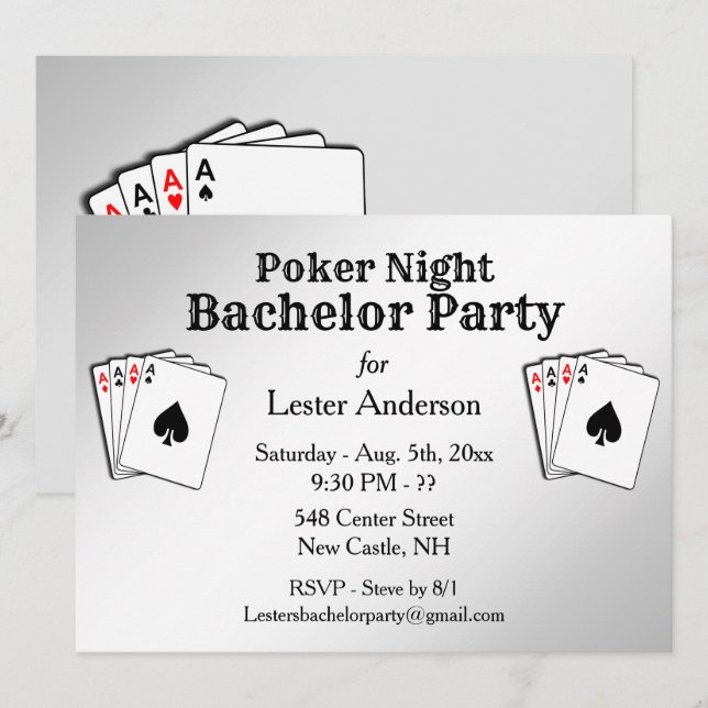 Titre personnalisé Poker Night Party Invitation (Devant / Derrière)
