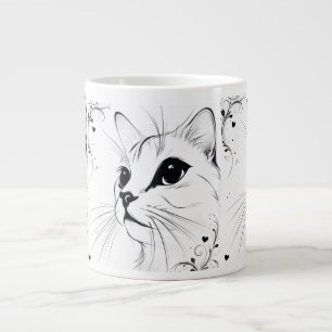 Titre Tasse à café avec dessin minimaliste de chat
