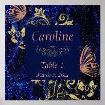 Titulaire de la carte Mariage Royal Blue Gold Butt