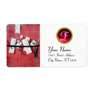TITULAIRE DE LETTRE EN BOIS MONOGRAM, rouge rubis