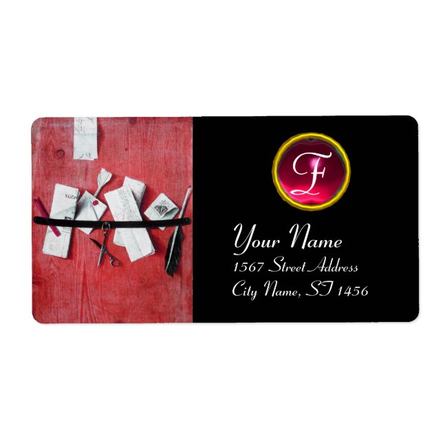 TITULAIRE DE LETTRE EN MONOGRAMME DE BOIS, rouge r (Devant)