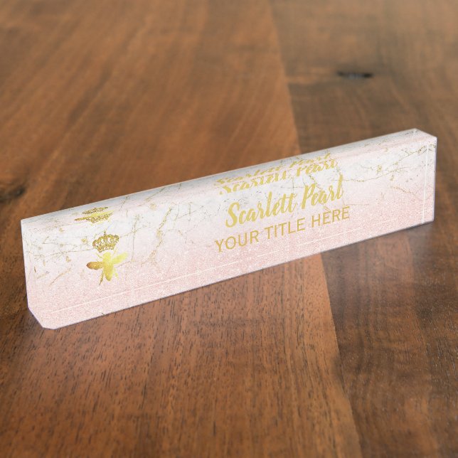 Titulaire de plaque d'identité en marbre or Rose Q (Taille)