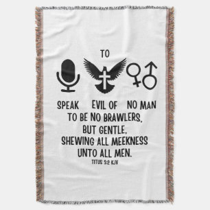 Titus 3:2 KJV Bible Verse Quote Throw Blanket