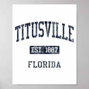 Titusville Fl Jn4 Vintage Athletic Blue Design  Poster