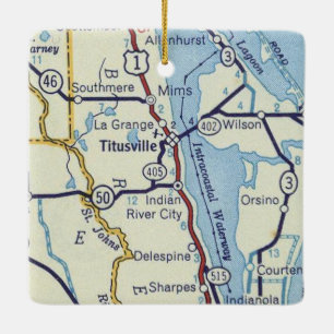 Titusville FL Vintage Map Ceramic Ornament
