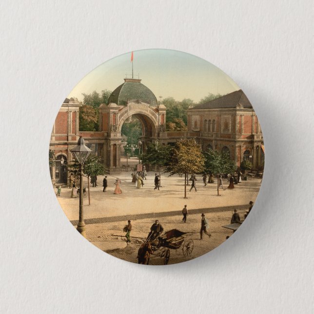 Tivoli Park Entrance Copenhagen Denmark 2 Inch Round Button (Front)
