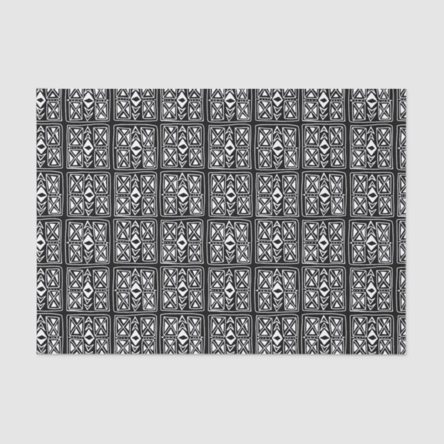 Tivoli Tile Black White Pattern Tissue Paper (Front)