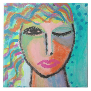 Tizzy Original Abstract Portrait of a Woman Tile