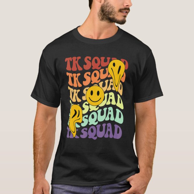 Tk squad crew retro smile face Back To School kind T-Shirt (Front)