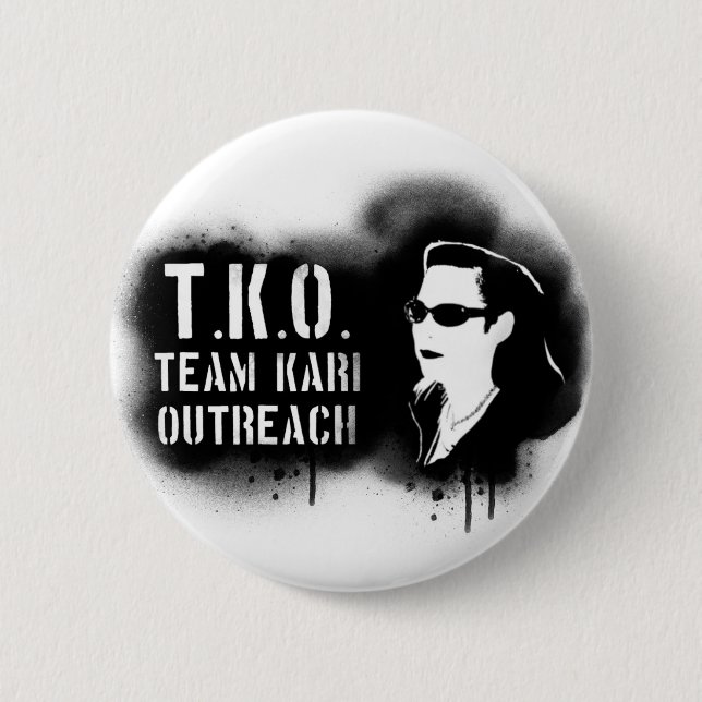 TKO - Black Stencil 2 Inch Round Button (Front)