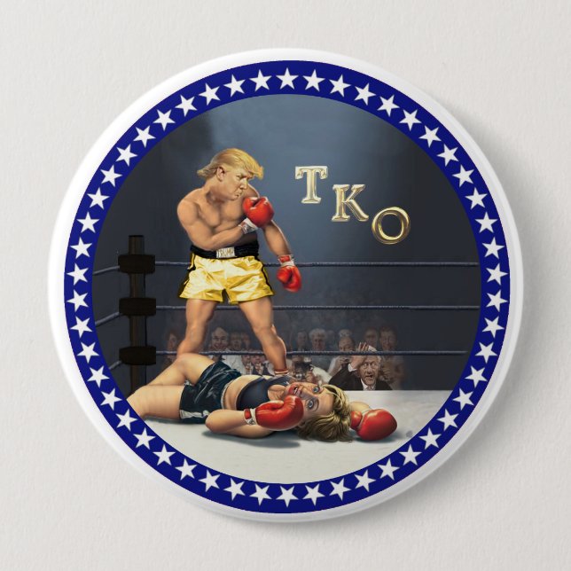 TKO: Trump Knock Out 4 Inch Round Button (Front)