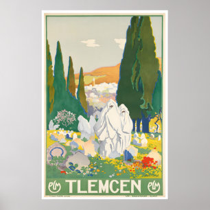 Tlemcen Algeria Art Travel Poster Algerian Vintage