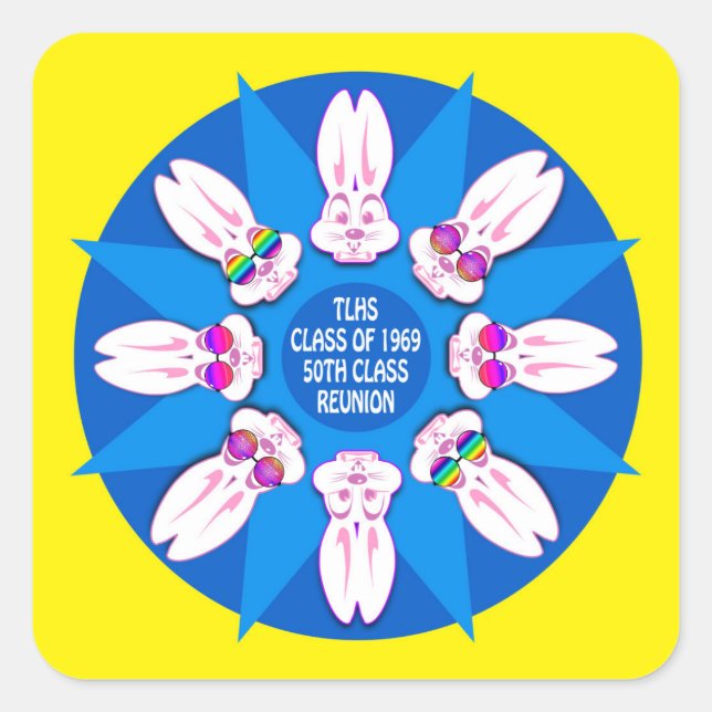 TLHS Bunny Boy Mandala Class Reunion 1969 Square Sticker (Front)