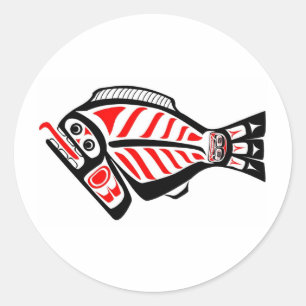 Tlingit Halibut Classic Round Sticker