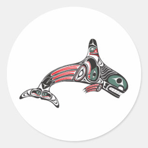 Tlingit Killer Whale & Eagle Classic Round Sticker