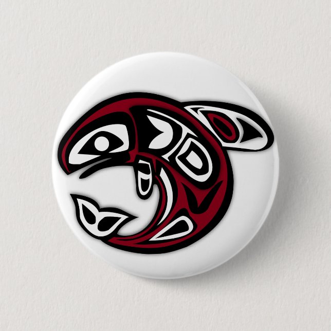 Tlingit Orca Totem Tattoo Killer Whale Art 2 Inch Round Button (Front)