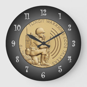 Tlingit Warriors Code Talkers Bronze Medal ~  Large Clock