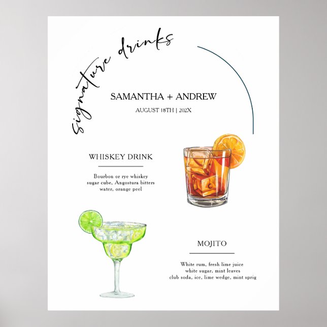 Tltgant Signature Drink Menu  Wedding Poster (Front)