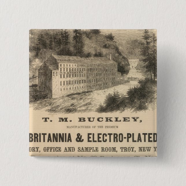 TM Buckley 2 Inch Square Button (Front)