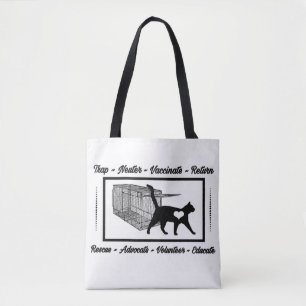 TNR CAT RESCUE TOTE BAG TRAP NEUTER RETURN B&W