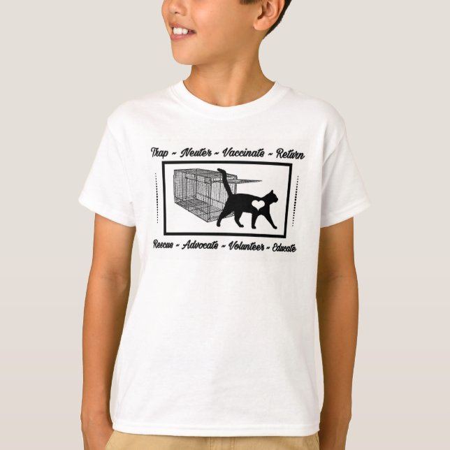 TNR CAT Rescue Trap Neuter Vaccinate Return T-Shirt (Front)