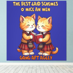 To A Mouse Orange Cats Reciting Burns Canvas Print