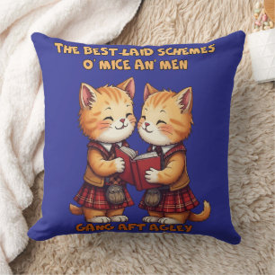To A Mouse Orange Cats Reciting Burns Throw Pillow
