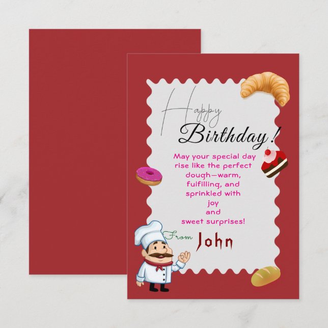 To a pastry chef card (Front/Back)