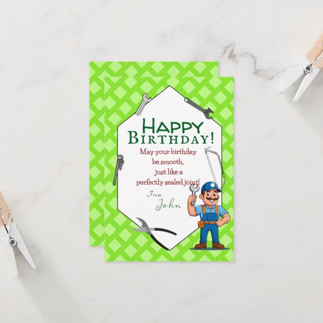 To a Plumber  Card (Front/Back In Situ)