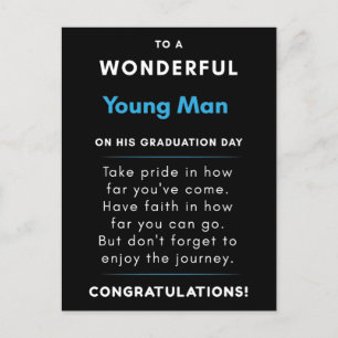 To A Wonderful Young Man On His Graduation Day Postcard