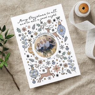 To All a Good Night Photo Hand Drawn Christmas Holiday Card