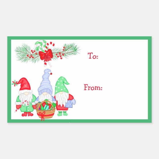 To and From Christmas Gnome Festive Gift Tag (Front)