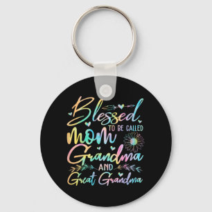 To Be Called Mom Grandma And Great Grandma Flower  Keychain