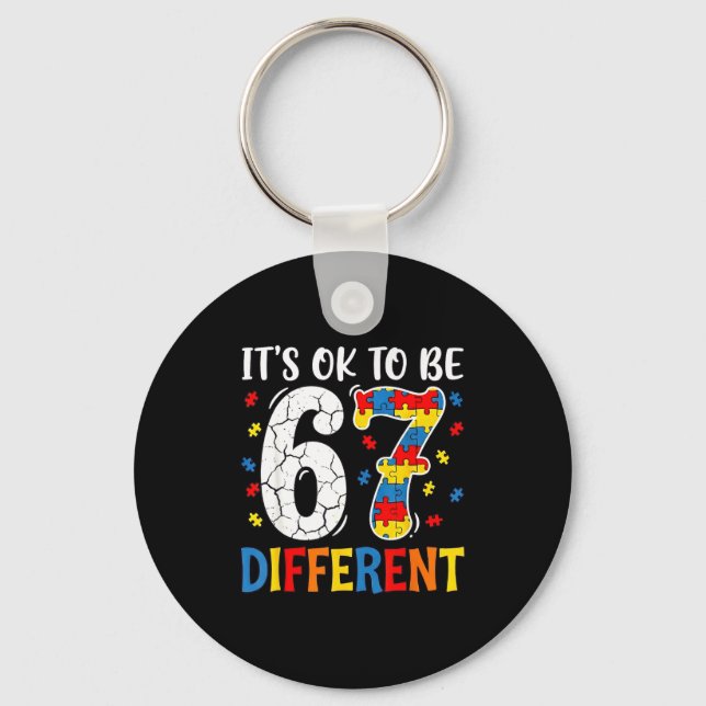 To be different 67 six seven puzzle autism keychain (Front)