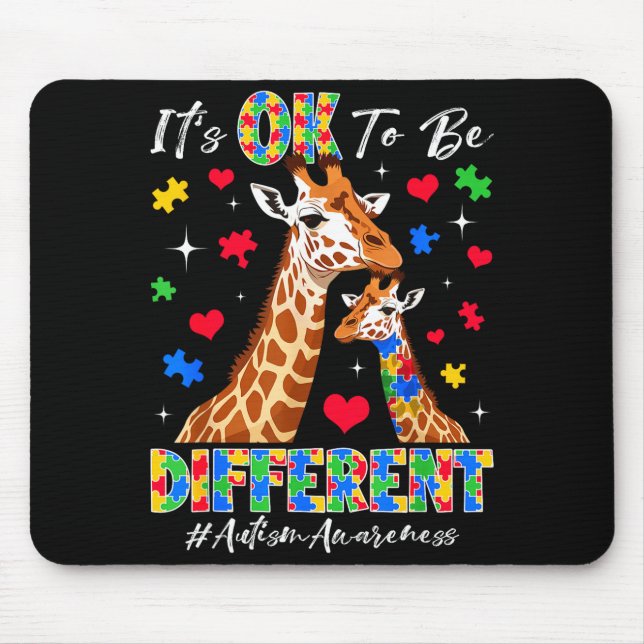 To be different autism awareness giraffe puzzles mouse pad (Front)
