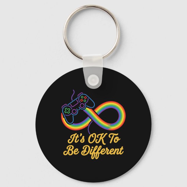 to Be Different Autism Gaming Rainbow Infinity Keychain (Front)