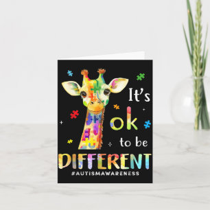 to Be Different Cute Giraffe Animal Autism Card