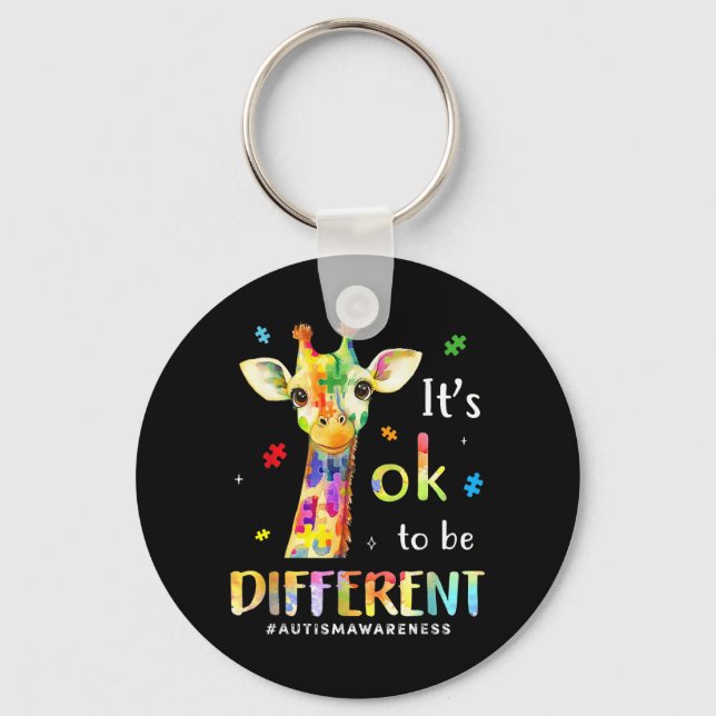 to Be Different Cute Giraffe Animal Autism Keychain (Front)