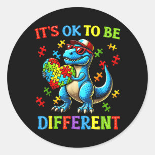 to Be Different Dinosaur Autism Awareness Kids Classic Round Sticker