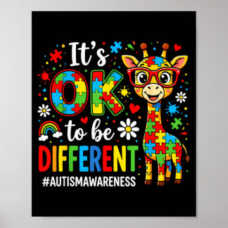 to Be Different Giraffe Puzzle Autism Awareness Poster