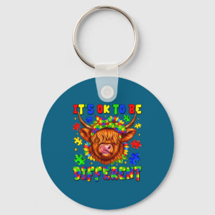 To be different highland cow puzzle autism keychain
