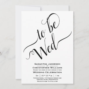 To Be Wed Elegant Calligraphy Simple White Wedding Invitation