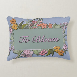 To Bloom - Periwinkle Blue in a flowered frame Accent Pillow