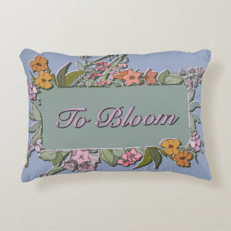 To Bloom - Periwinkle Blue in a flowered frame Accent Pillow