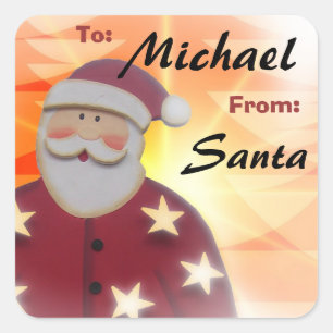 To Child From SANTA Gift Label Red and Gold v6A