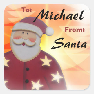 To Child From SANTA Gift Label Red and Gold v6A
